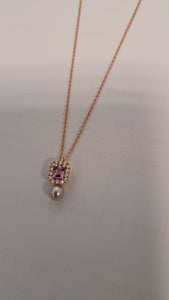 Pinkly - 18K Rose Gold - Pink Sapphire 0.27CT- Diamond - Pearl