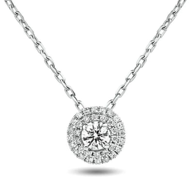 Halo Diamond - 18K White Gold - Natural Diamond 0.75CT - VS