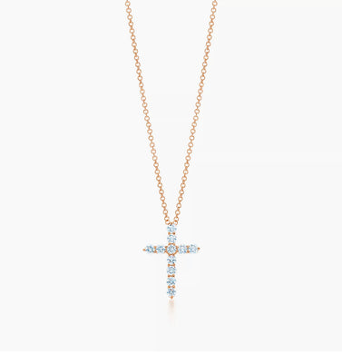 Deluxe Diamond Cross pendant - 18K Yellow Gold - Natural Diamonds 0.60CT - V